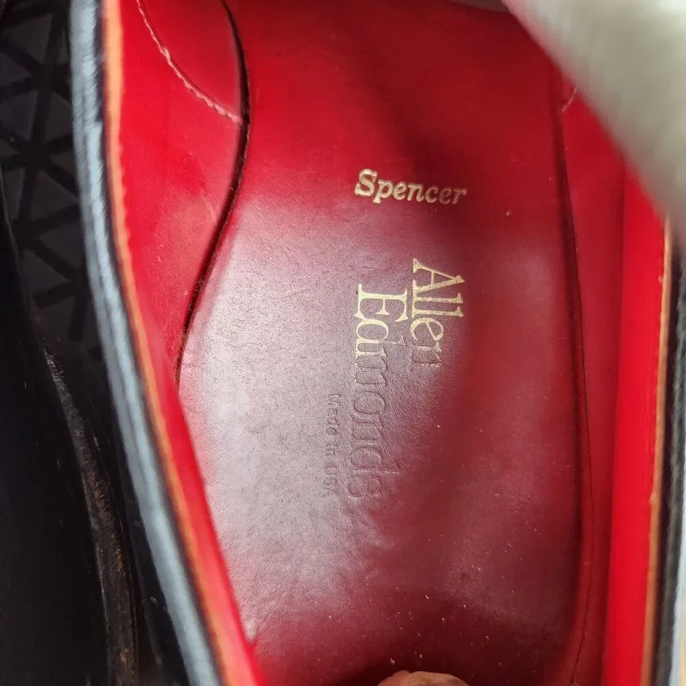 Mens Allen Edmonds Spencer‎ size 9 Black Patent Leather Oxford Dress Shoes